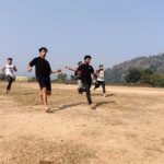 APG sprinters Lohit Sarkar, Kunal Ghimire & Diganta Debnath almost arriving at the finishing point to capture their prizes.