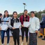 winner girls Poulami, Nandini nd Sweta of Spoon & marble race with Director Ma'am